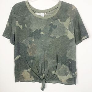 ALTERNATIVE | Short Sleeve Camouflage Tee Tie Knot Front Detail Women’s Size XL